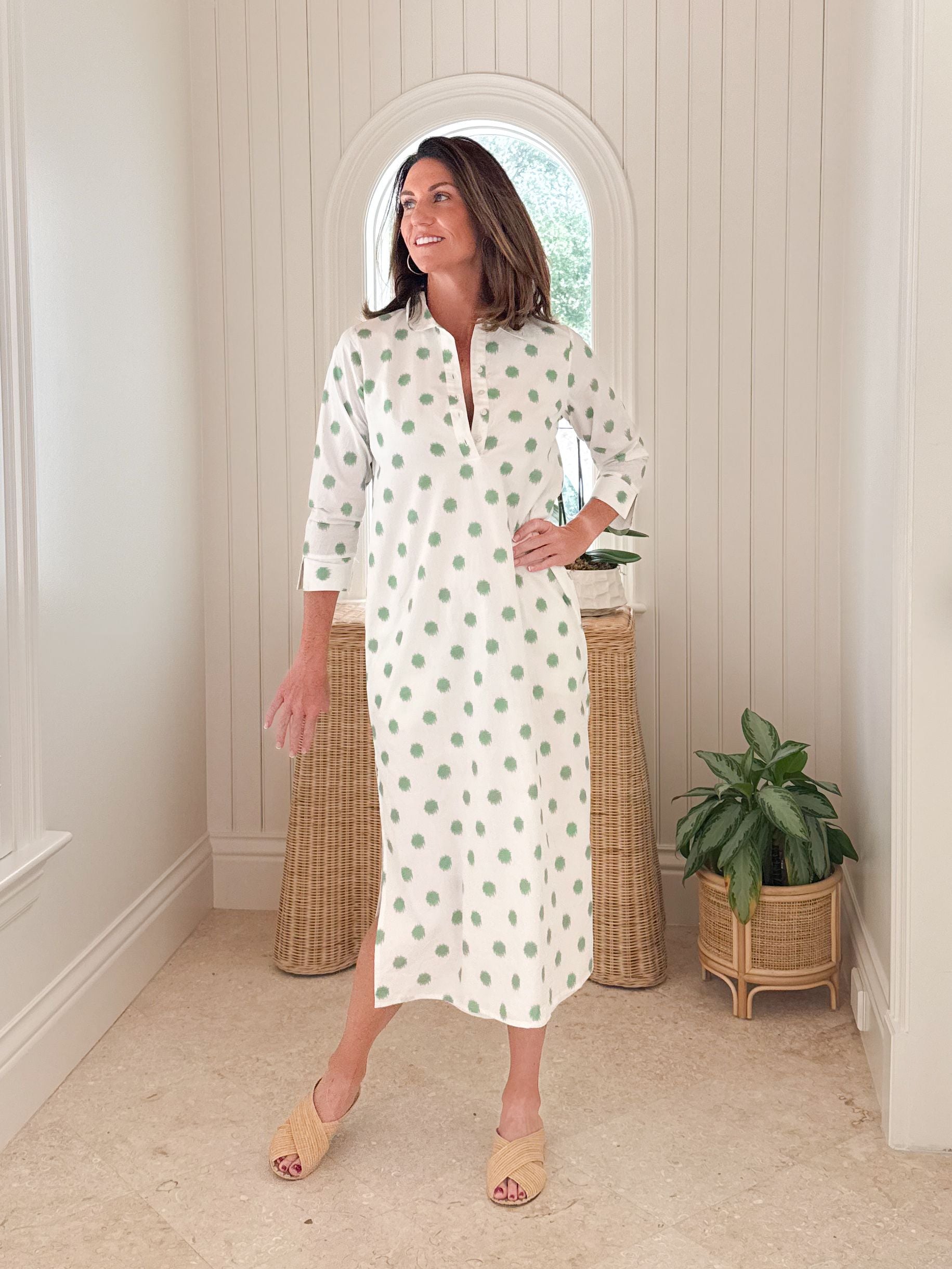NAVYBLEU Sara Dress Green Polka