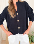 FRANK & EILEEN Montecito Crew Neck Cardigan Marine