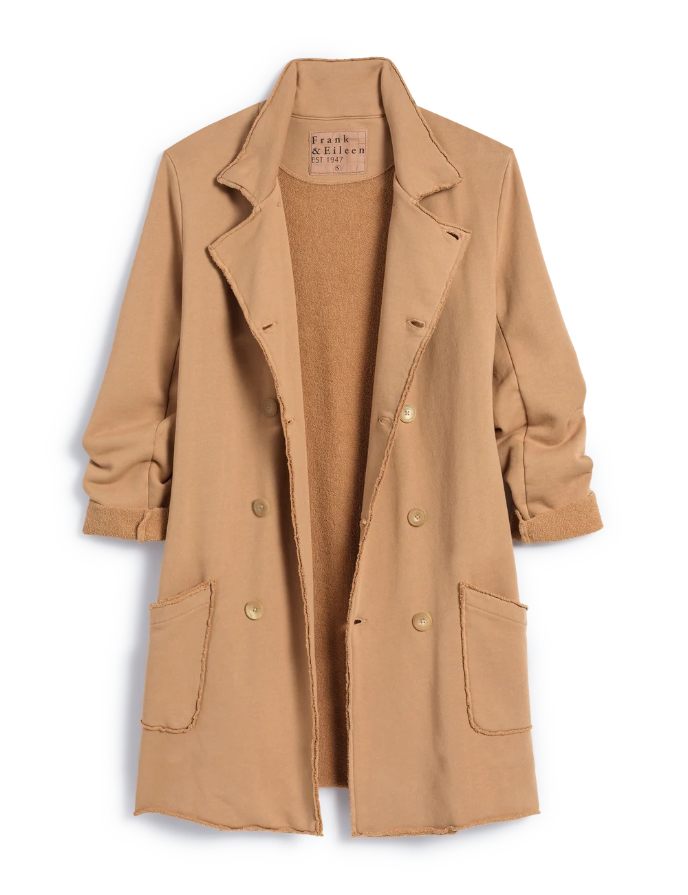 FRANK &amp; EILEEN Belfast Sweatshirt Trench Coat Camel