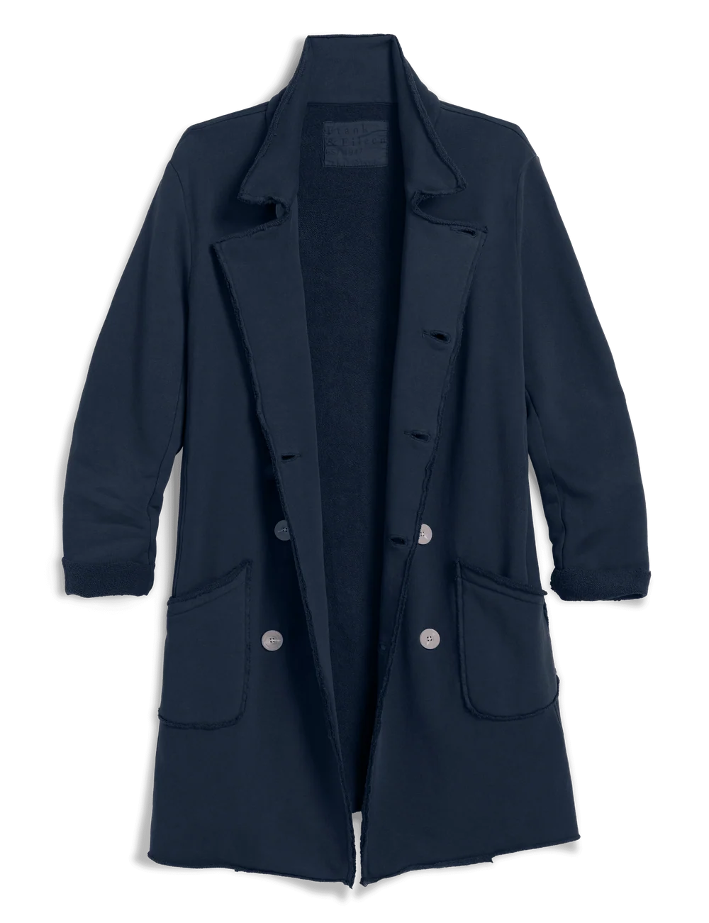 FRANK &amp; EILEEN Belfast Sweatshirt Trench Coat Classic Navy