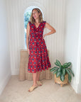 MER ST. BARTH Giselle Maxi Dress Bordeaux Block Print