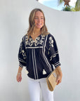 FINAL SALE ROSE AND ROSE Camden Top Black w/ Cream