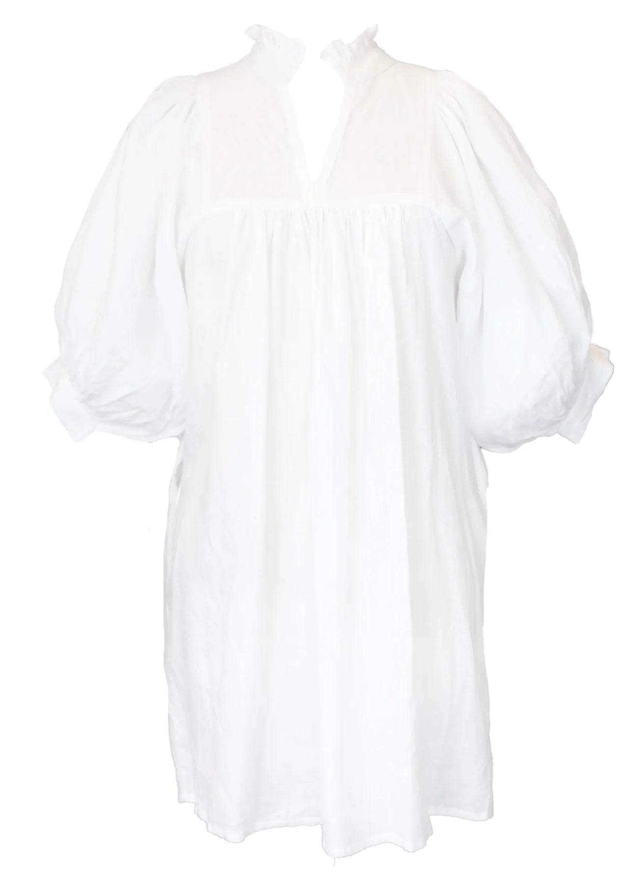 CJ LAING Linen Smock Dress White