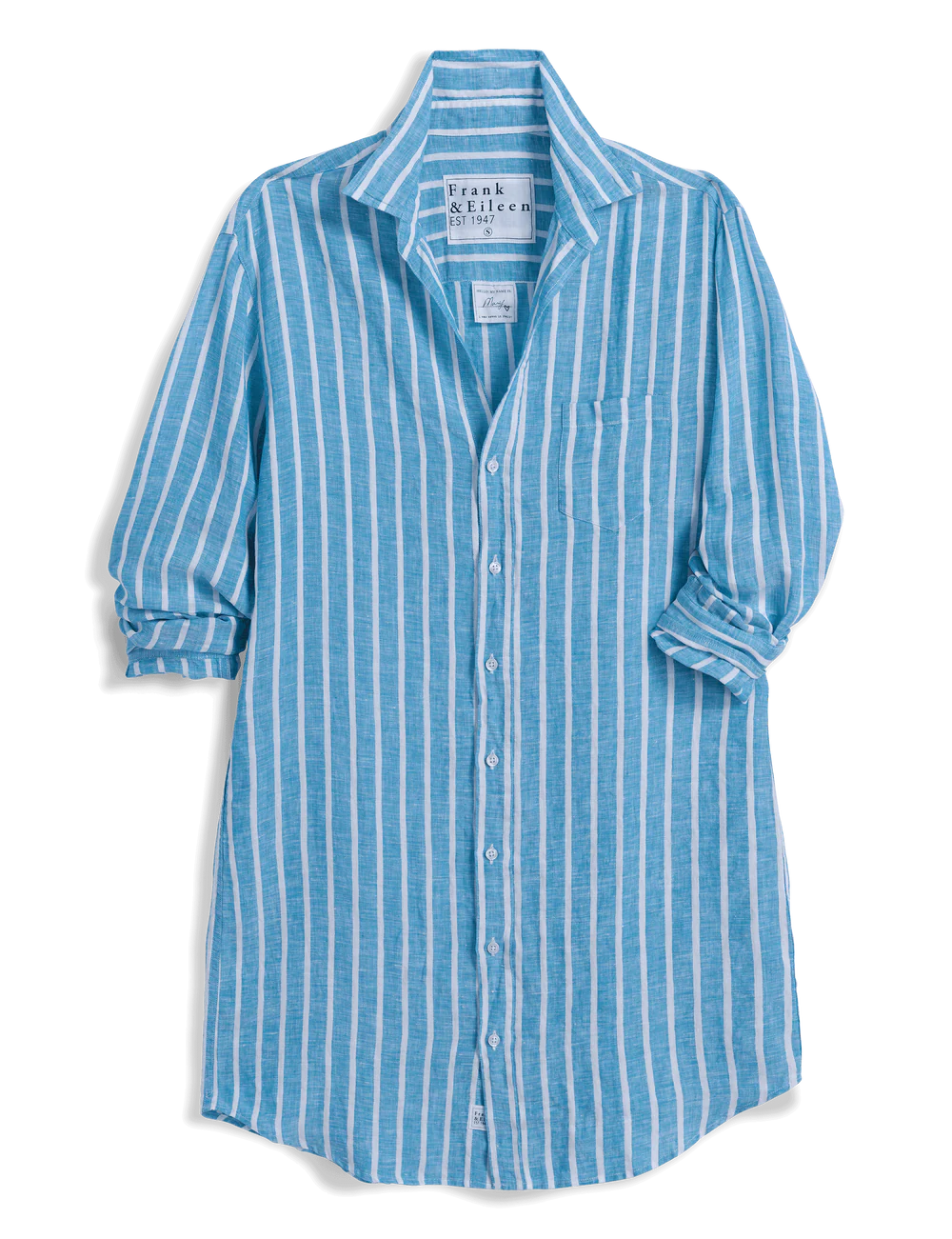FRANK &amp; EILEEN Mary Shirtdress Turquoise/White Stripe