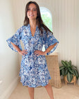 FITZROY & WILLA Soleil Mini Dress Big Blue Floral