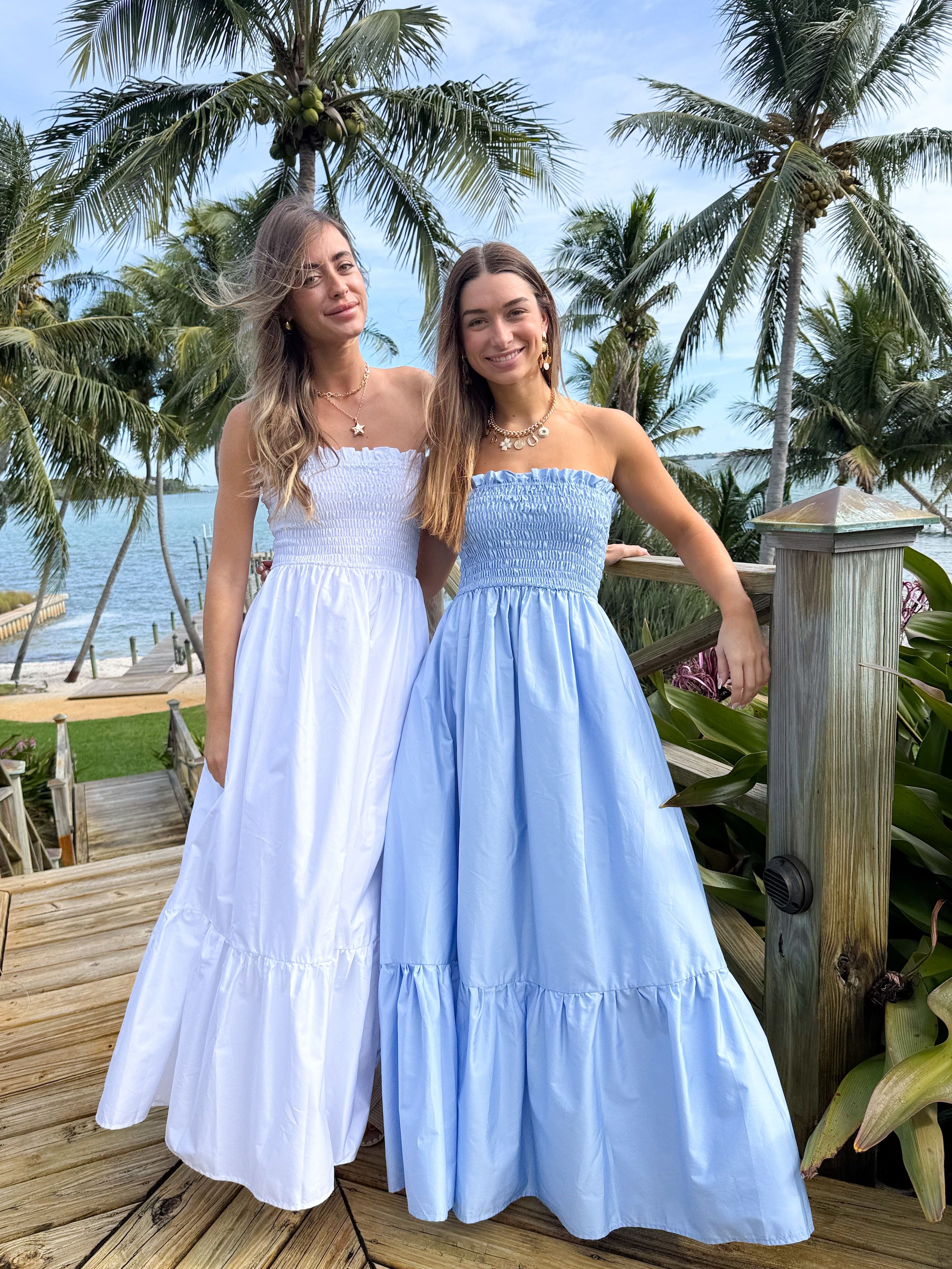 KASIA Cosmos Strapless Smocked Maxi Dress White KASIA Cosmos Strapless Smocked Maxi Dress White