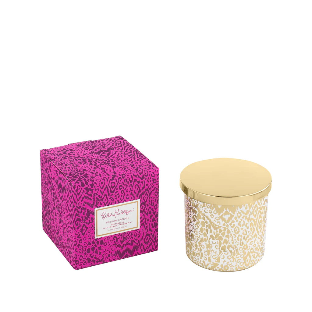 LILLY PULITZER Medium Candle Gold Pattern Play