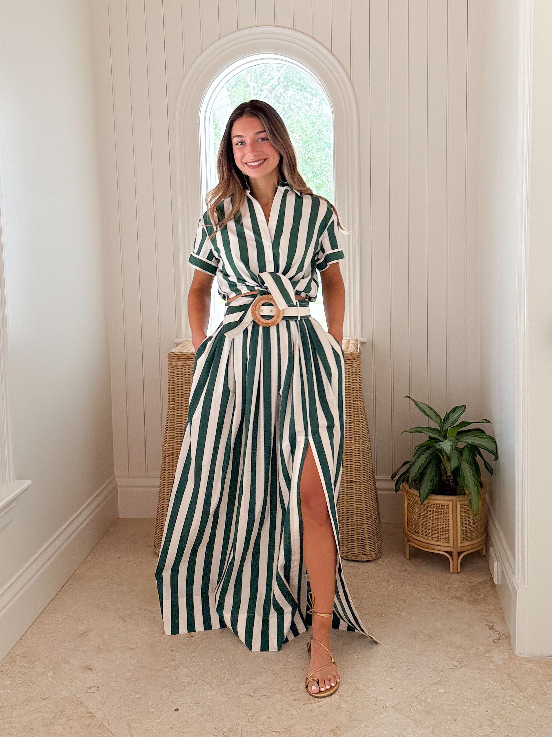 CARA CARA Greenfield Skirt Green/White Stripe CARA CARA Greenfield Skirt Green/White Stripe