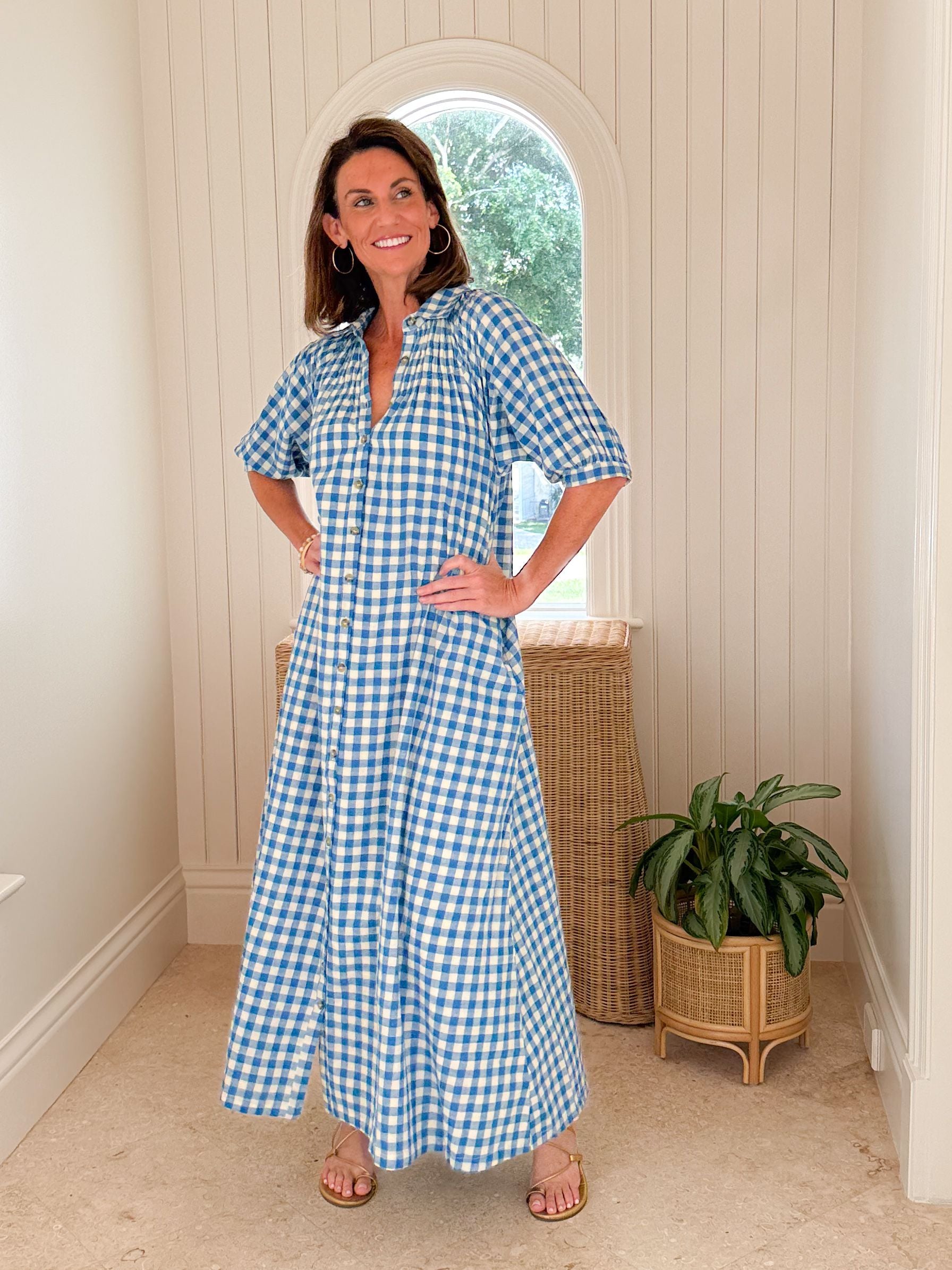 SUNSHINE TIENDA Oasis Dress Blue Gingham