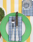 Navy Painted Check Cocktail Napkins Set/20