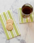 Green Awning Stripe Cocktail Napkins Set/20