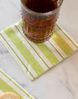 Green Awning Stripe Cocktail Napkins Set/20