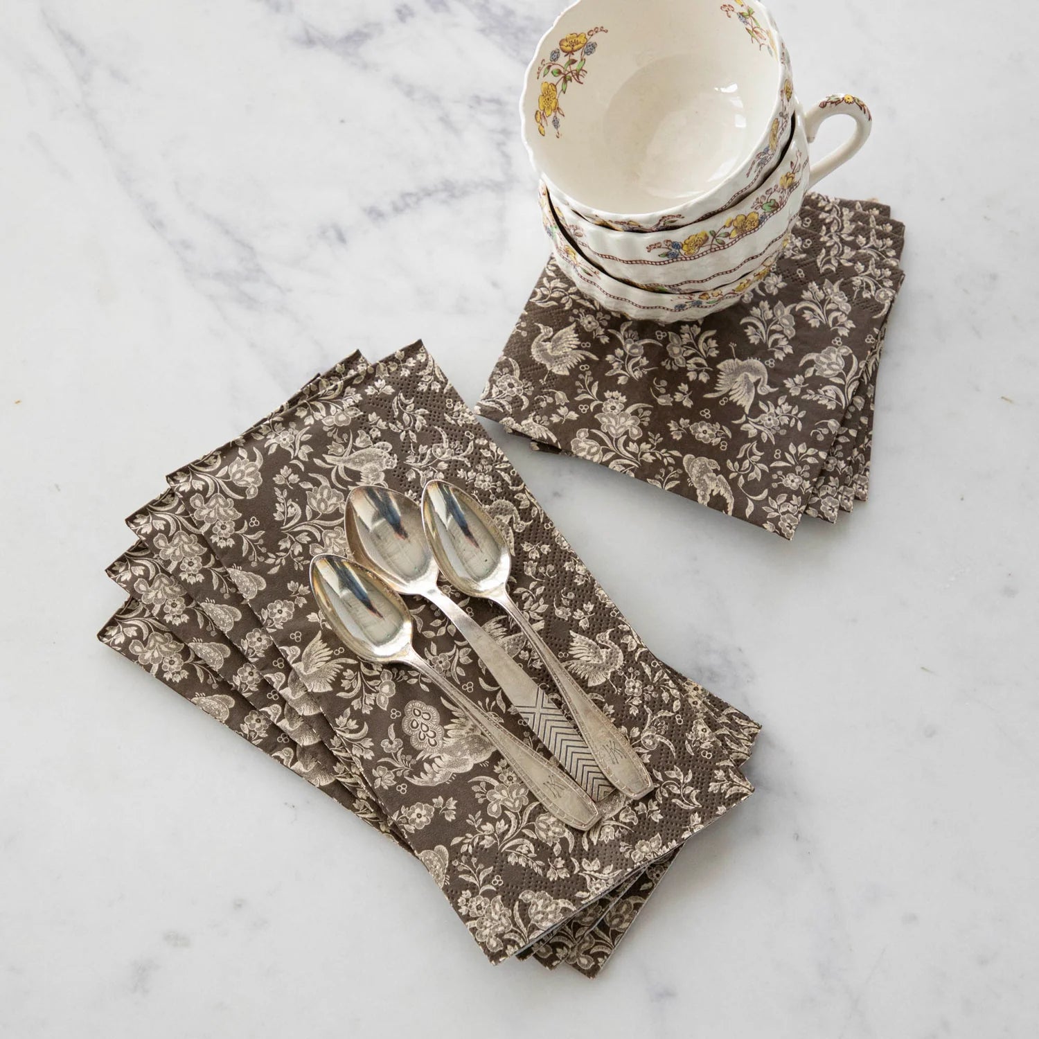 Brown Regal Peacock Cocktail Napkins Set/20