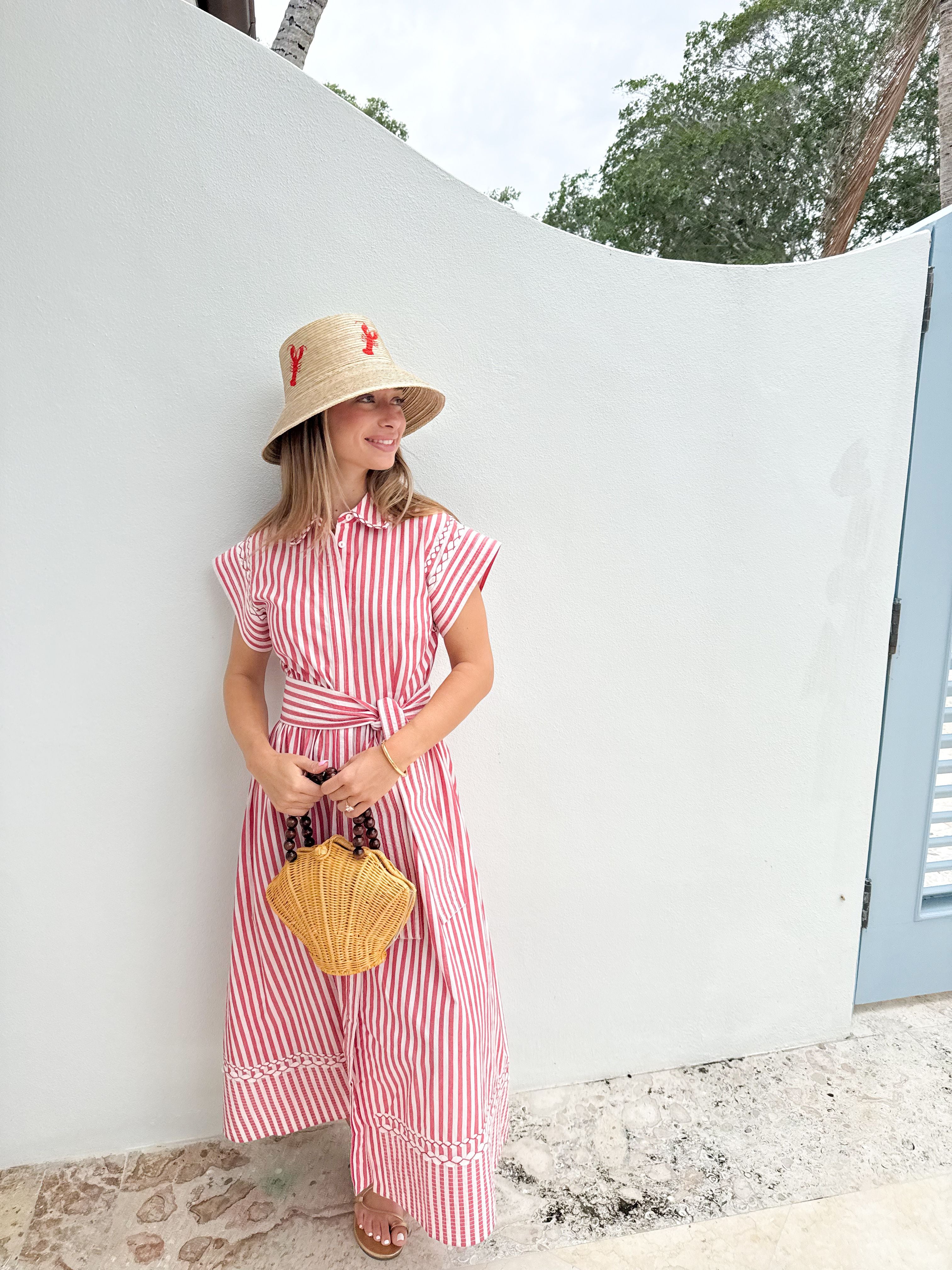 OLIPHANT Belted Shirt Dress Sconset Red