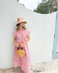 OLIPHANT Belted Shirt Dress Sconset Red