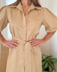 KASIA Cosmos Puffy Sleeve Dress Sand