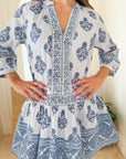 MAREA Jeanine Dress Indigo Striped Hollyhock