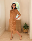 FRANK & EILEEN Rory Maxi Shirtdress Camel Corduroy