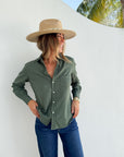 FRANK & EILEEN Eileen Button Up Moss Desert Wash