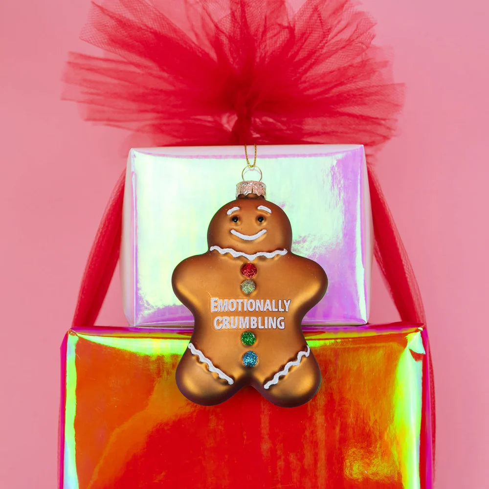 Emotionally Crumbling-Funny Glass Ornament