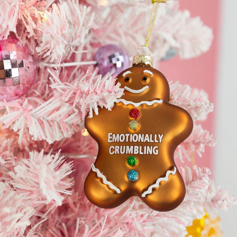 Emotionally Crumbling-Funny Glass Ornament