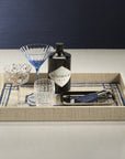 Blue Pattern Raffia Serving Tray