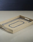 Blue Pattern Raffia Serving Tray
