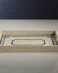 Blue Pattern Raffia Serving Tray