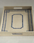 Blue Pattern Raffia Serving Tray