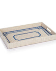 Blue Pattern Raffia Serving Tray