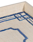 Blue Pattern Raffia Serving Tray