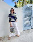 JUMPER 1234 Stripe Stripe Crew in Navy and Cream