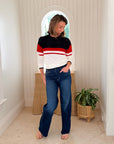WALKER & WADE Riverside Crewneck Sweater Red/White/Blue Stripe