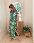 BELLA TU Lana Caftan Ikat Green