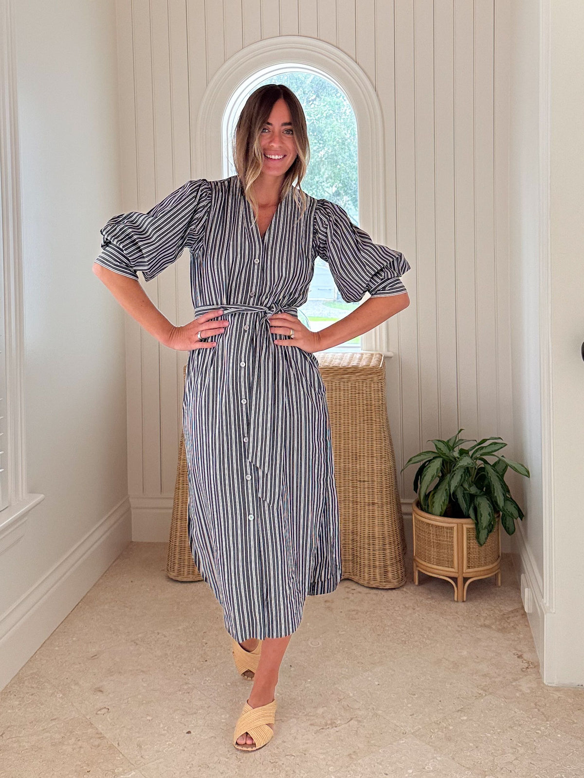 GRACE &amp; BARDOT Hazel Dress Midnight Pinstripe
