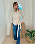 BRODIE Luxe Cashmere Nichola Wrap Cardigan Antique White