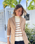 FRANK & EILEEN Monterey Sweater Ivory w/ Camel Stripe