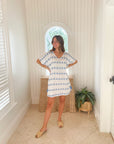 MER ST. BARTH Capucine Mini Caftan Blue Embroidery