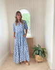 FINAL SALE OLIPHANT Puff Sleeve Maxi Capri Blue