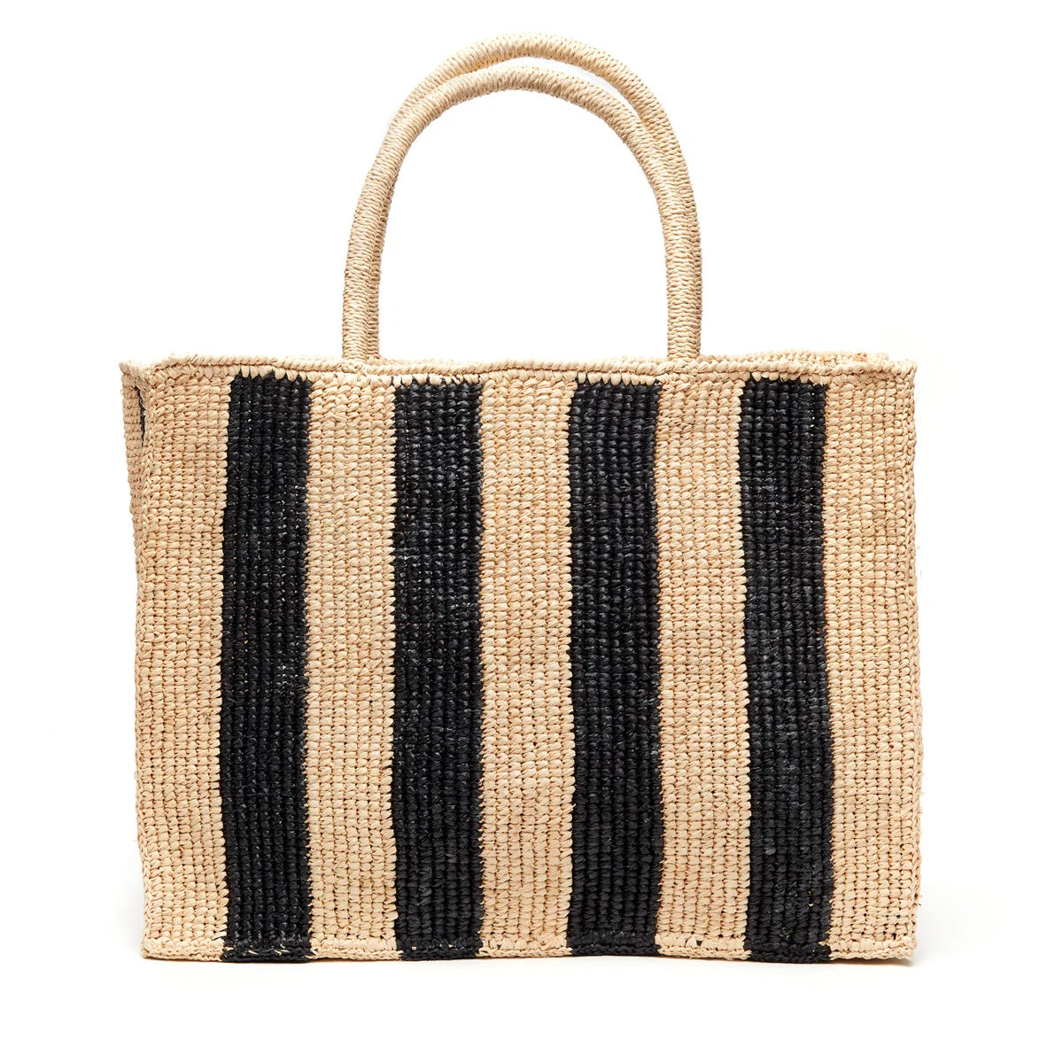 Roma Tote Natural with Navy Stripes