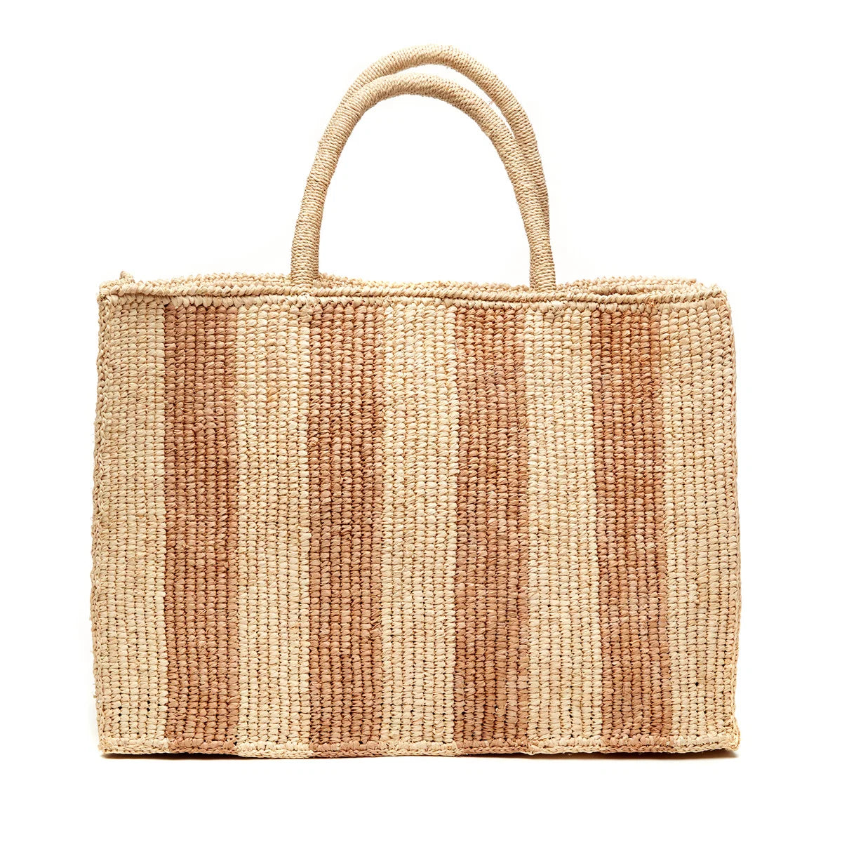 Roma Tote Natural with Sand Stripes
