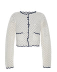 CARA CARA Roma Cardigan Ivory Navy Crochet