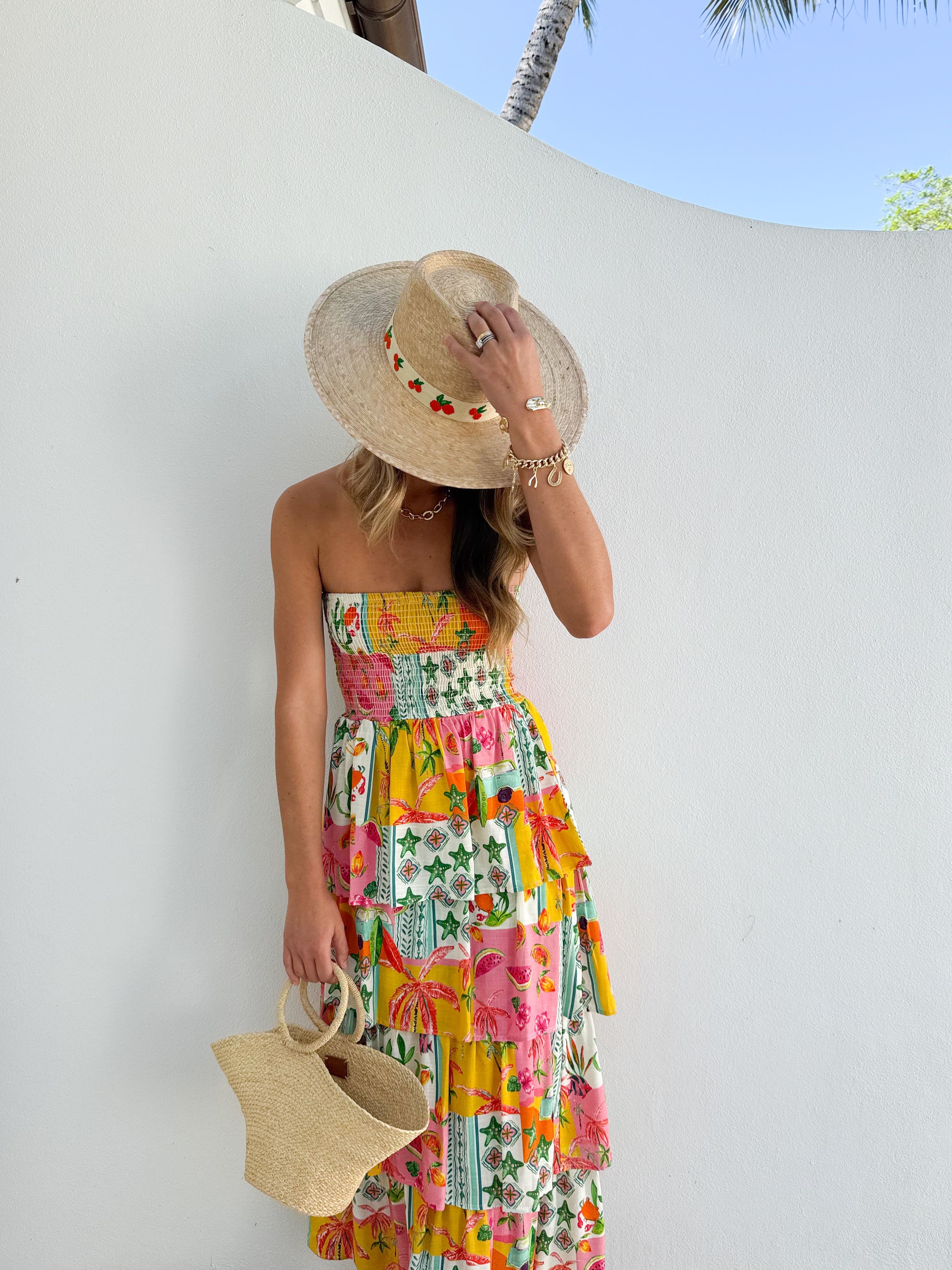 FELICITE Strapless Tier Maxi Dress French Pink