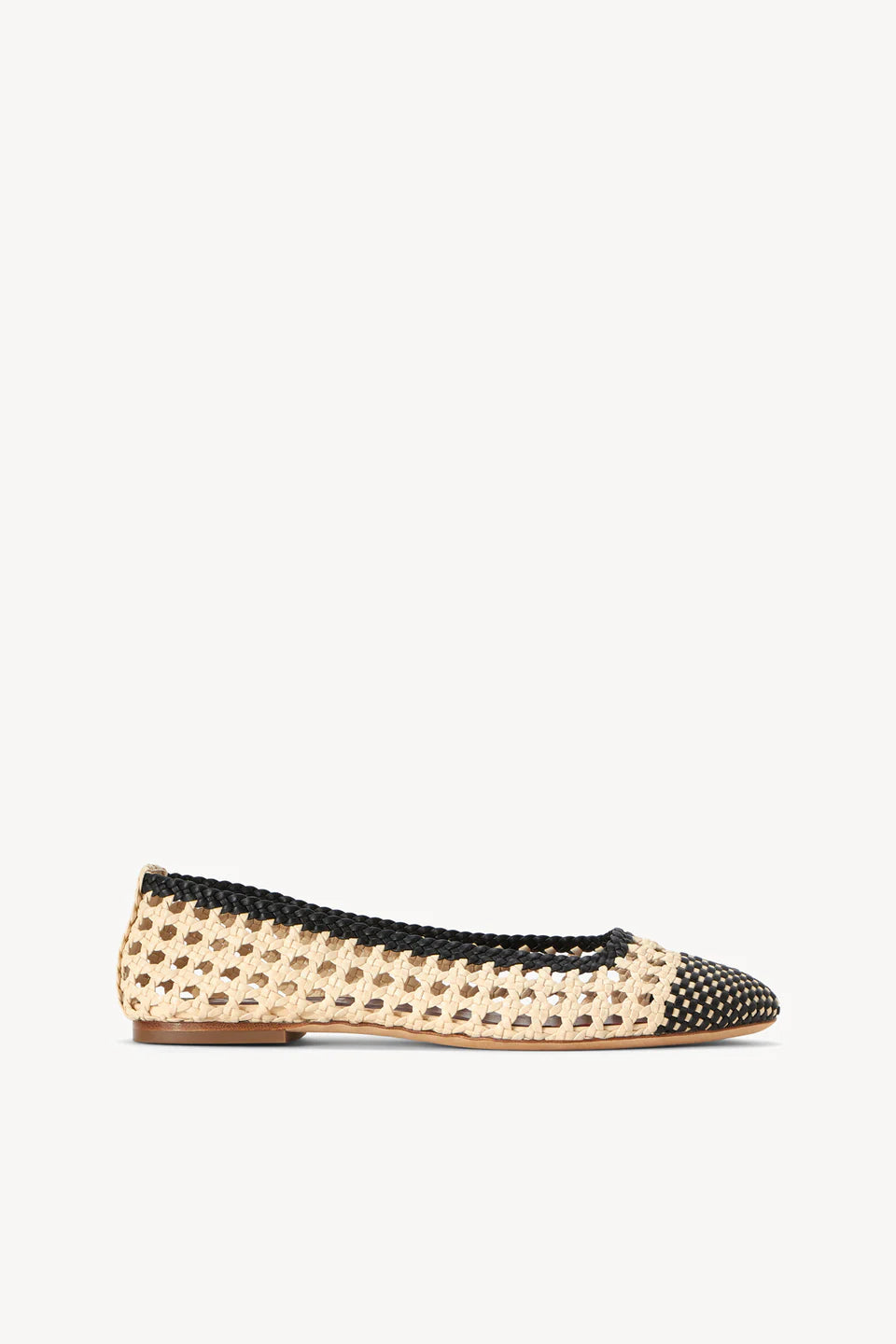 STAUD Nell Crochet Ballet Flat Cream/Black