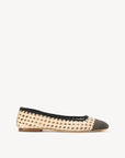 STAUD Nell Crochet Ballet Flat Cream/Black