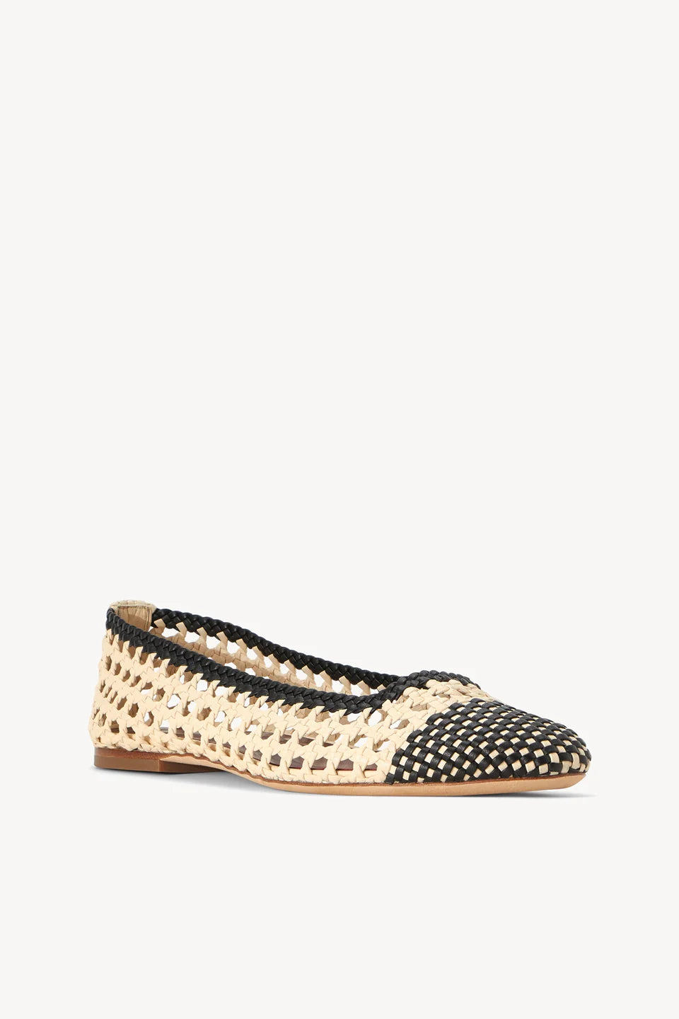STAUD Nell Crochet Ballet Flat Cream/Black