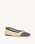STAUD Nell Crochet Ballet Flat Cream/Black
