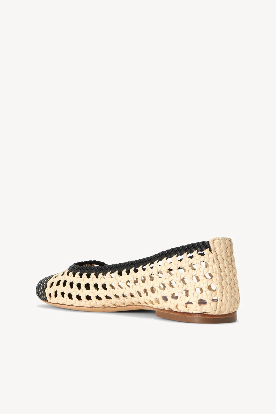 STAUD Nell Crochet Ballet Flat Cream/Black
