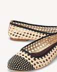 STAUD Nell Crochet Ballet Flat Cream/Black