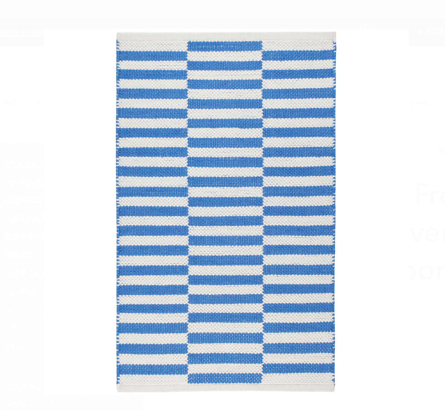 DASH &amp; ALBERT Sailing Stripe French Blue Handwoven Indoor/Outdoor 2x3